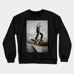 Skateboarder doing a board slide Crewneck Sweatshirt